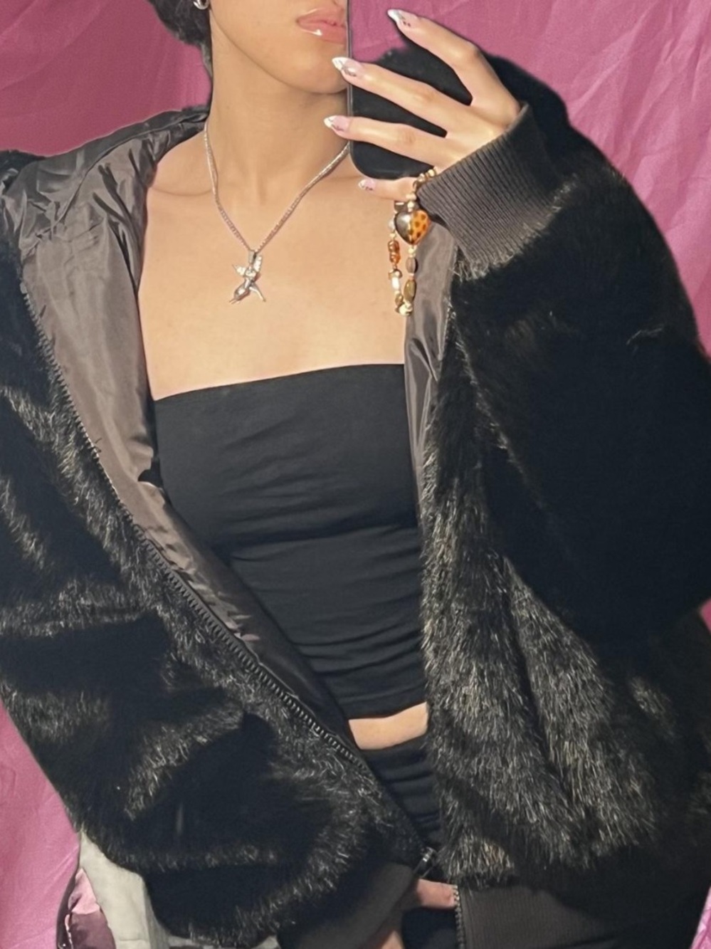 BROWN FAUX FUR ZIPUP JACKET